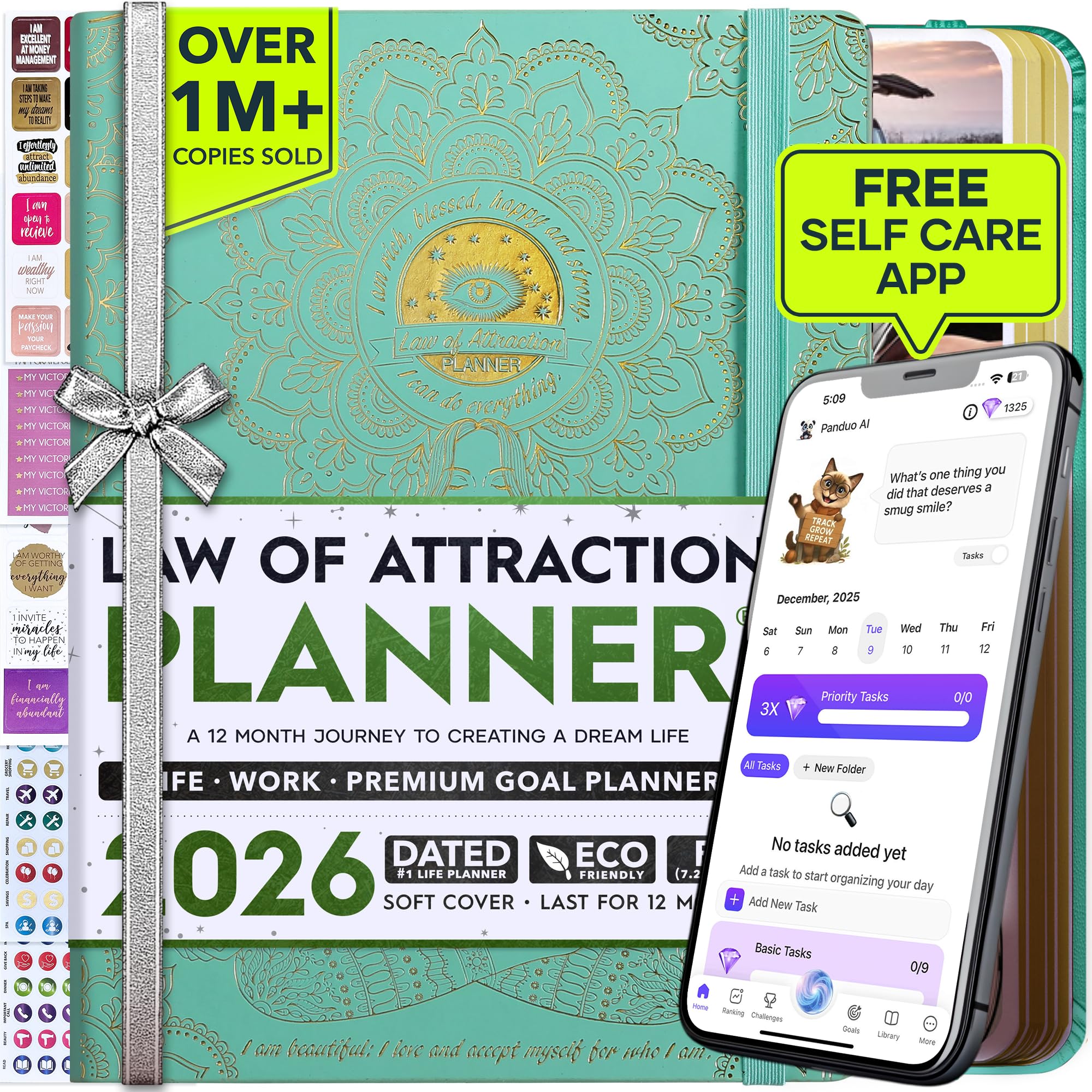 Freedom Mastery Law of Attraction Planner 2024-2024 Planner Weekly and Monthly, Hourly Planner, Daily Planner, Daily Gratitude Journal, Positive Habit Maker, Vision Board, Planner Stickers & Gift Box