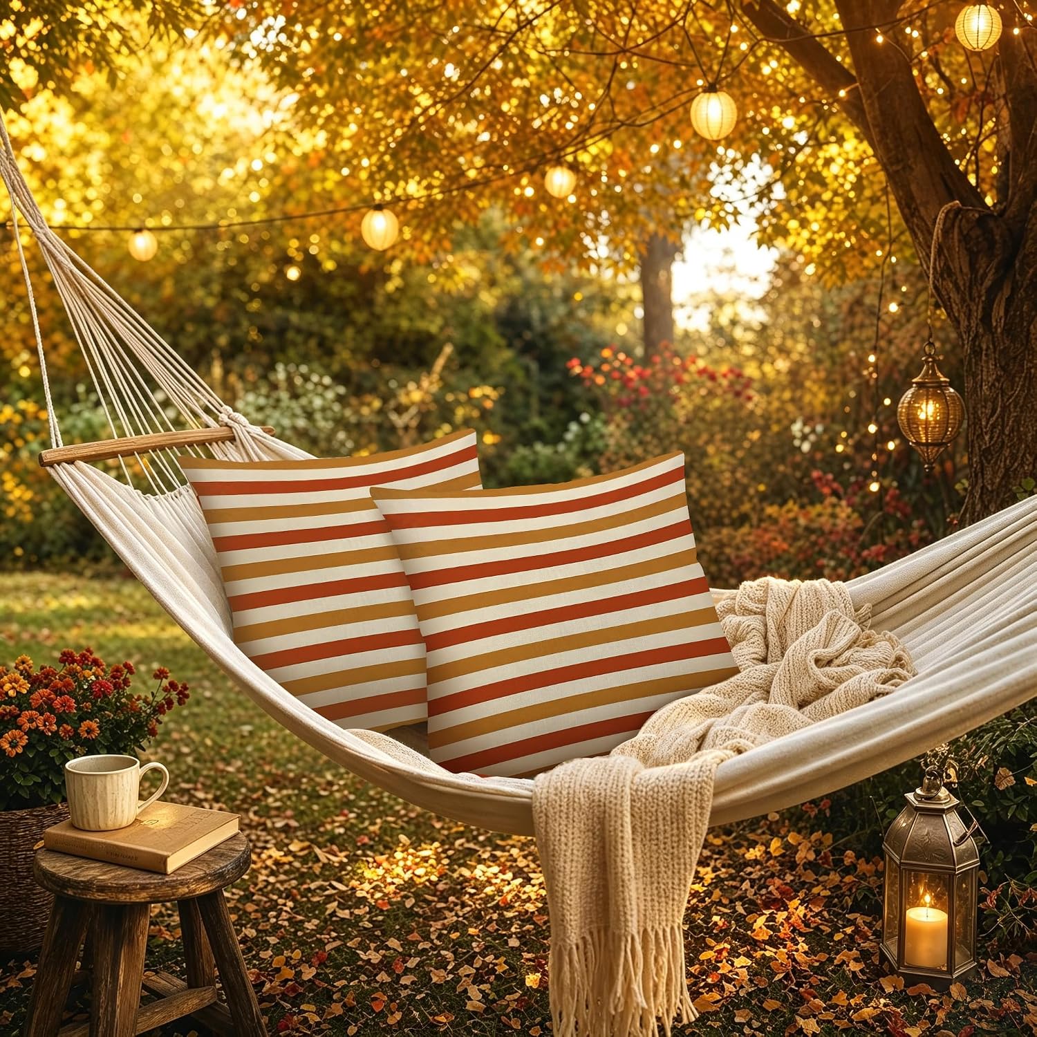 Outdoor Pillow Covers Set of 2 Pillowcases Orange 16x16 Inches image 5
