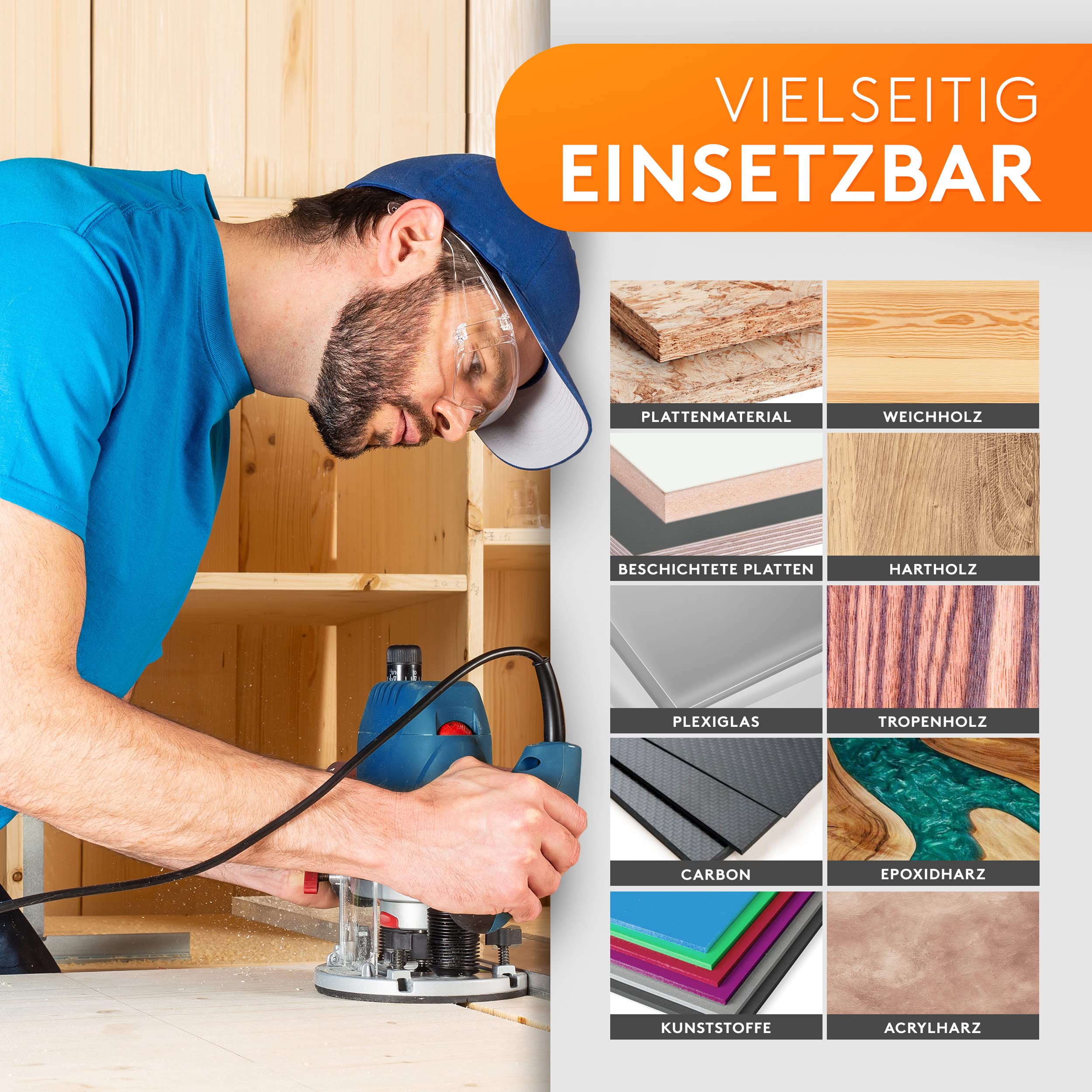WERKTAL - Planfräser 8mm Schaft [39mm Durchmesser] - Präziser Hobelfräser mit 10 extra Wendeschneidplatten - Professioneller Planfräser für Oberfräse 8mm & CNC Fräse - Schaftfräser & Abrichtfräser