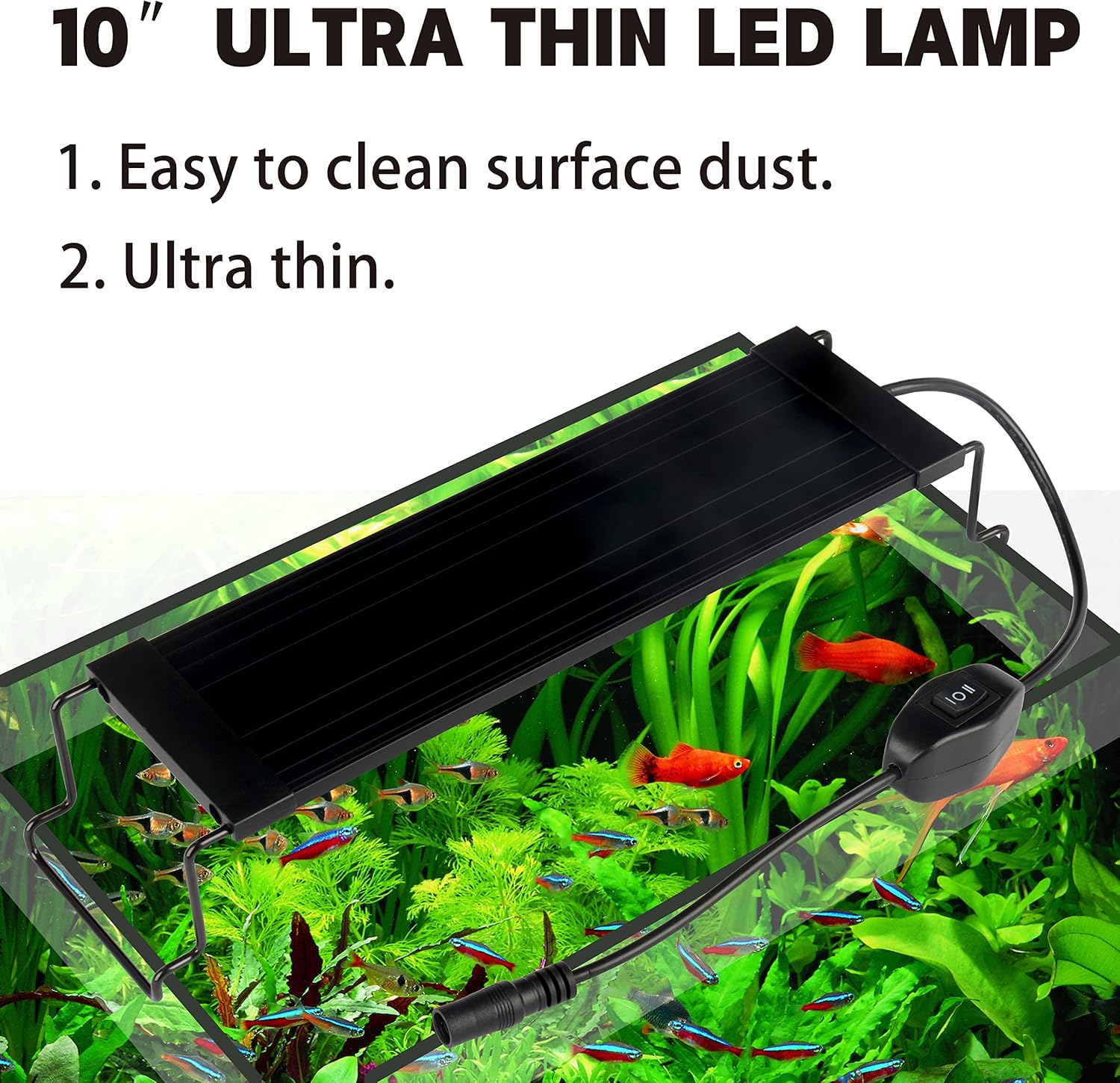 Ultra-Slim Full Spectrum LED Aquarium Light with Adjustable Brackets,500LM 12W for 12Inch to 18Inch Fish Tank Lighting Fresh Water thumbnail