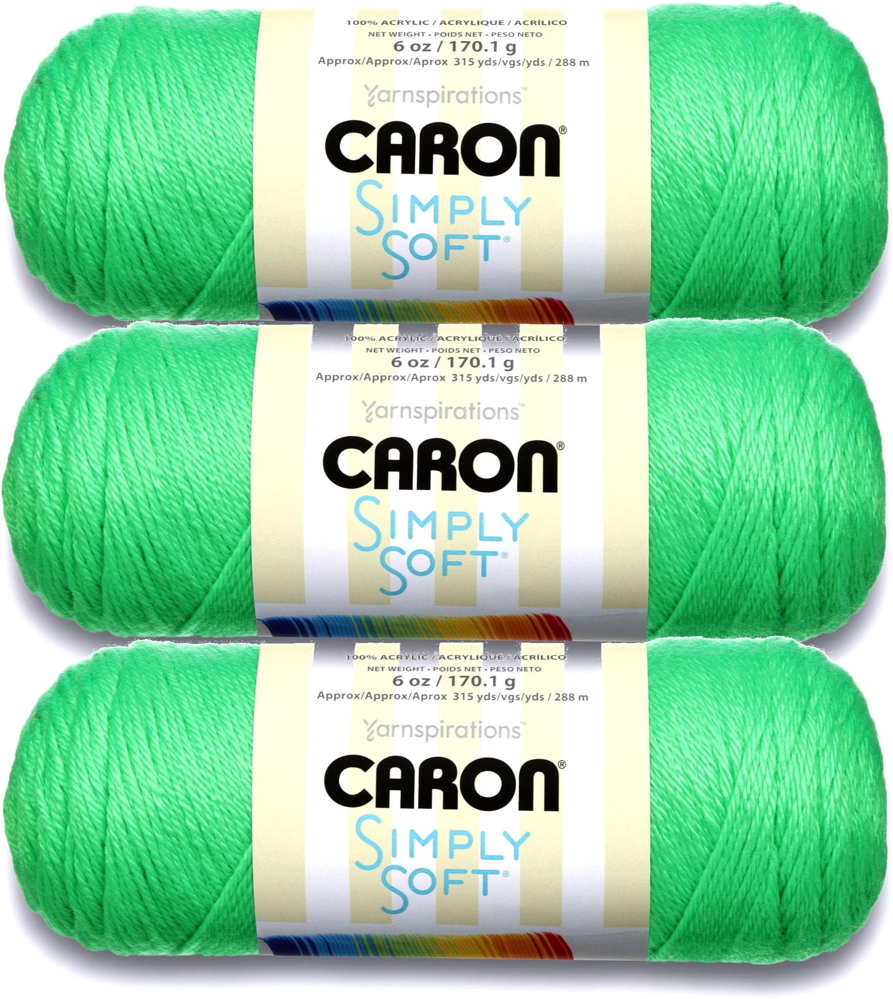 Caron Simply Soft Yarn Solids (3-Pack) Neon Green H97003-9777