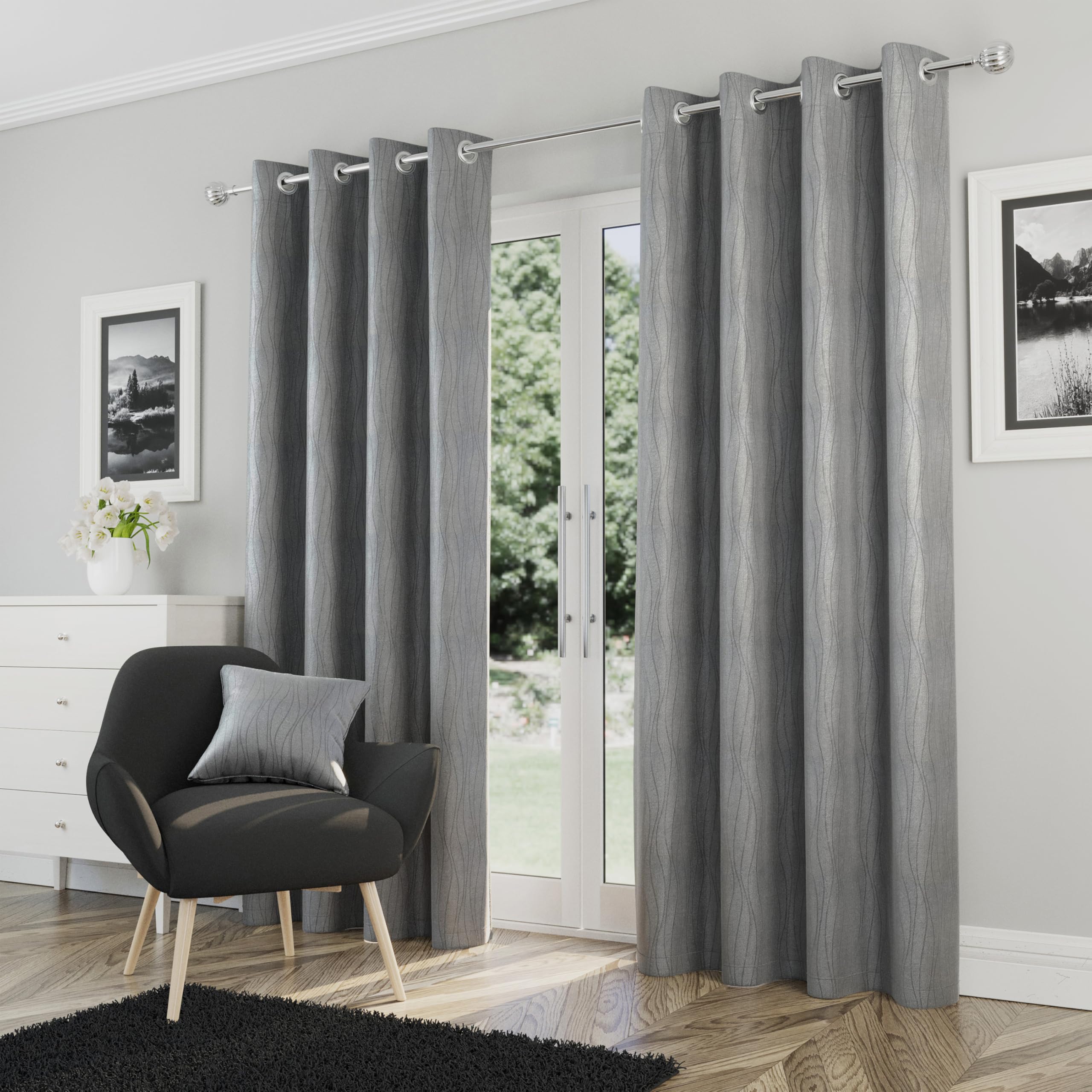 Enhanced Living Silver Goodwood Thermal Curtain Size 229 X 183Cm