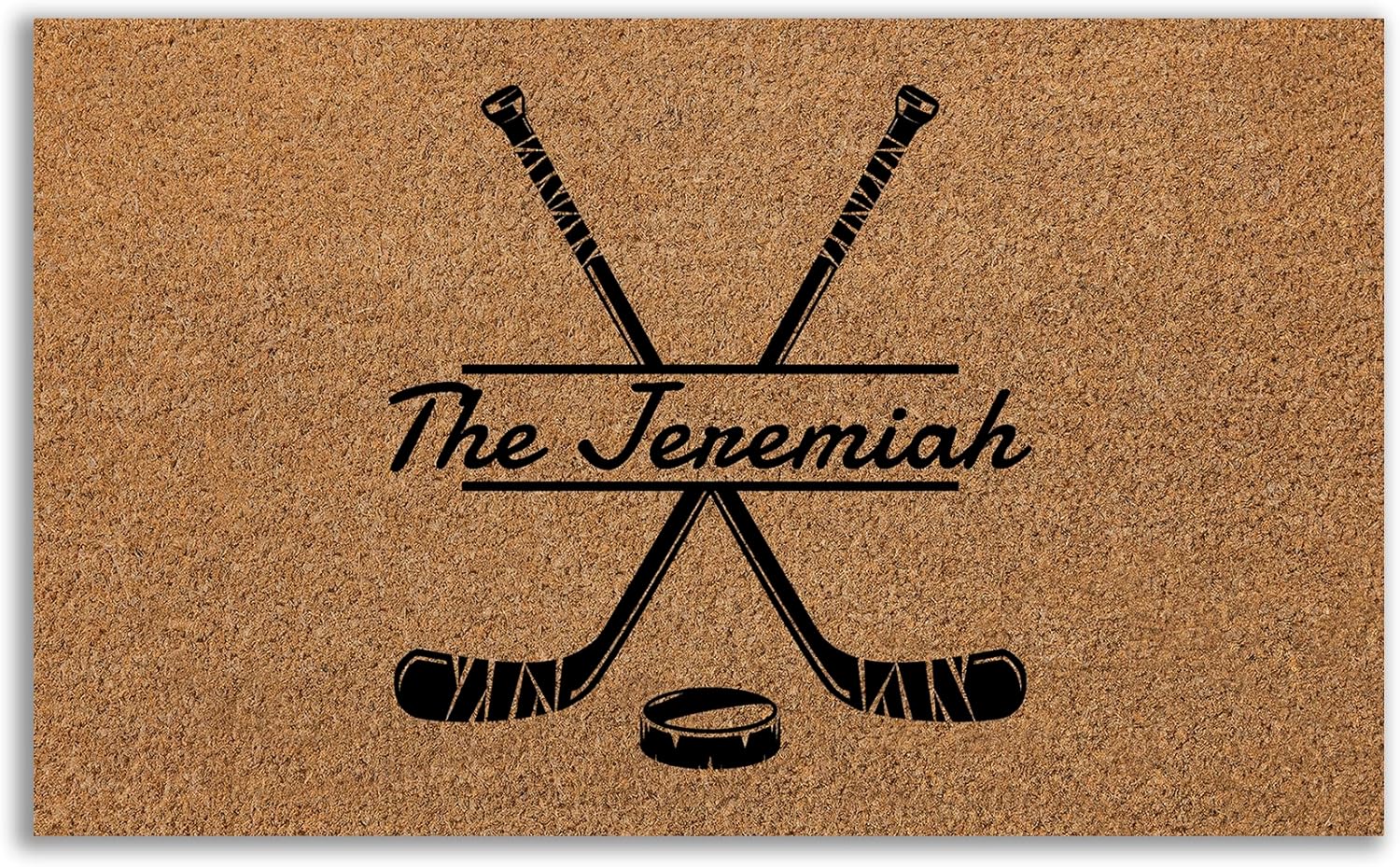 Custom Hockey Doormat with Family Name Personalized Doormats for Front Door, Door Mat for Indoor Outdoor Entrance Decor, Welcome Mats for Inside Ourside, Housewarming Gift, Anti-Slip Backing