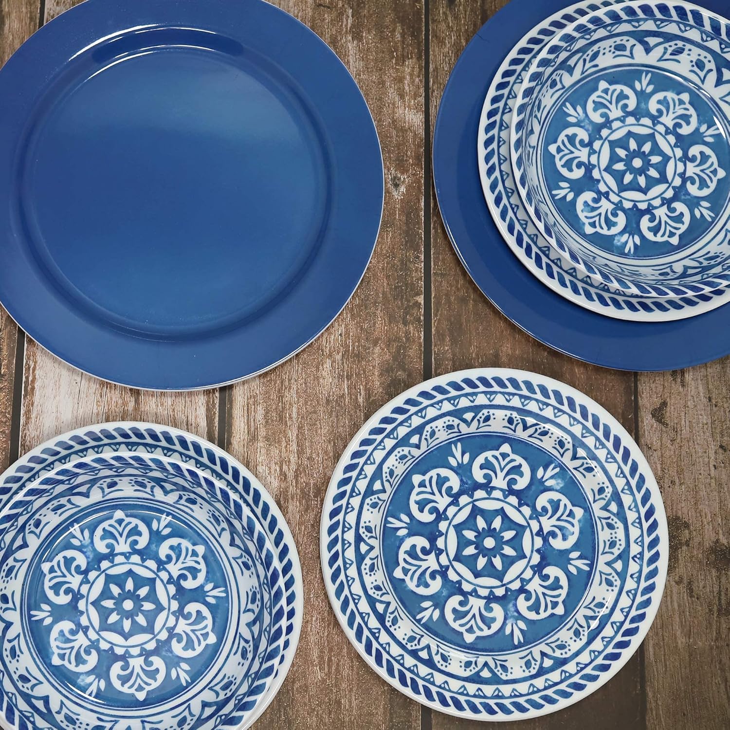 Bеѕt Cуbеr Mоndау 🔥 O'Nelly Designs Melamine Plates and Bowls set 12 pcs, Blue Dinnerware sets for Outdoor, Patio (Including gift box and mesh bag) Exсluѕіvе Dіѕсоunt 🔥 O'Nelly Designs Melamine Plates and Bowls set 12 pcs, Blue Dinnerware sets for Outdoor, Patio (Including gift box and mesh bag)