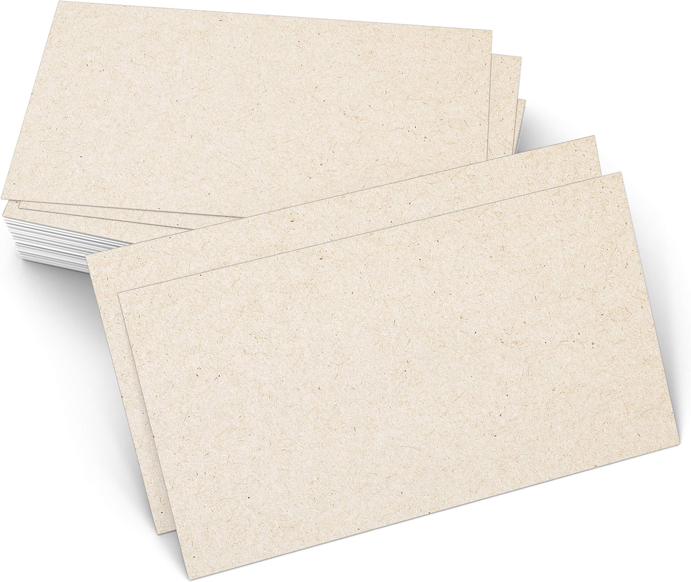 321Done 3.5x2 Plain Tan Kraft Business Cards (Set of 50) - Small Blank Rustic Cardstock to Make Business Cards, Thank You Packaging, Gift Favor Tag, Paper Craft - Stamp, Write, Draw, Paint -Made in US