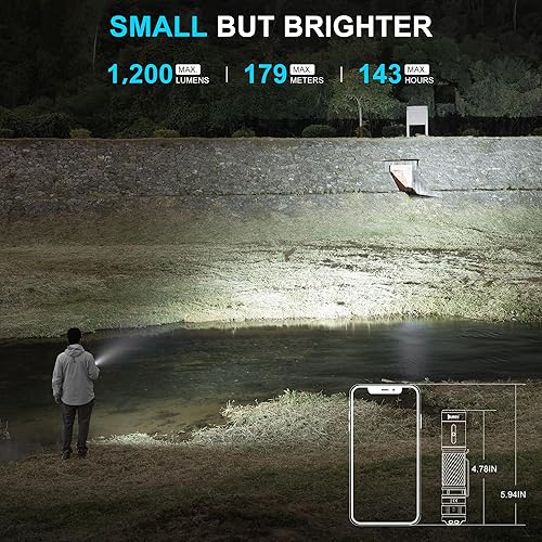 Miniatura 2 de WUBEN Linterna C3 de 1200 lúmenes altos, 6 modos, súper brillante, IP68, linterna táctica LED para campamento, hogar, emergencia, inspección,