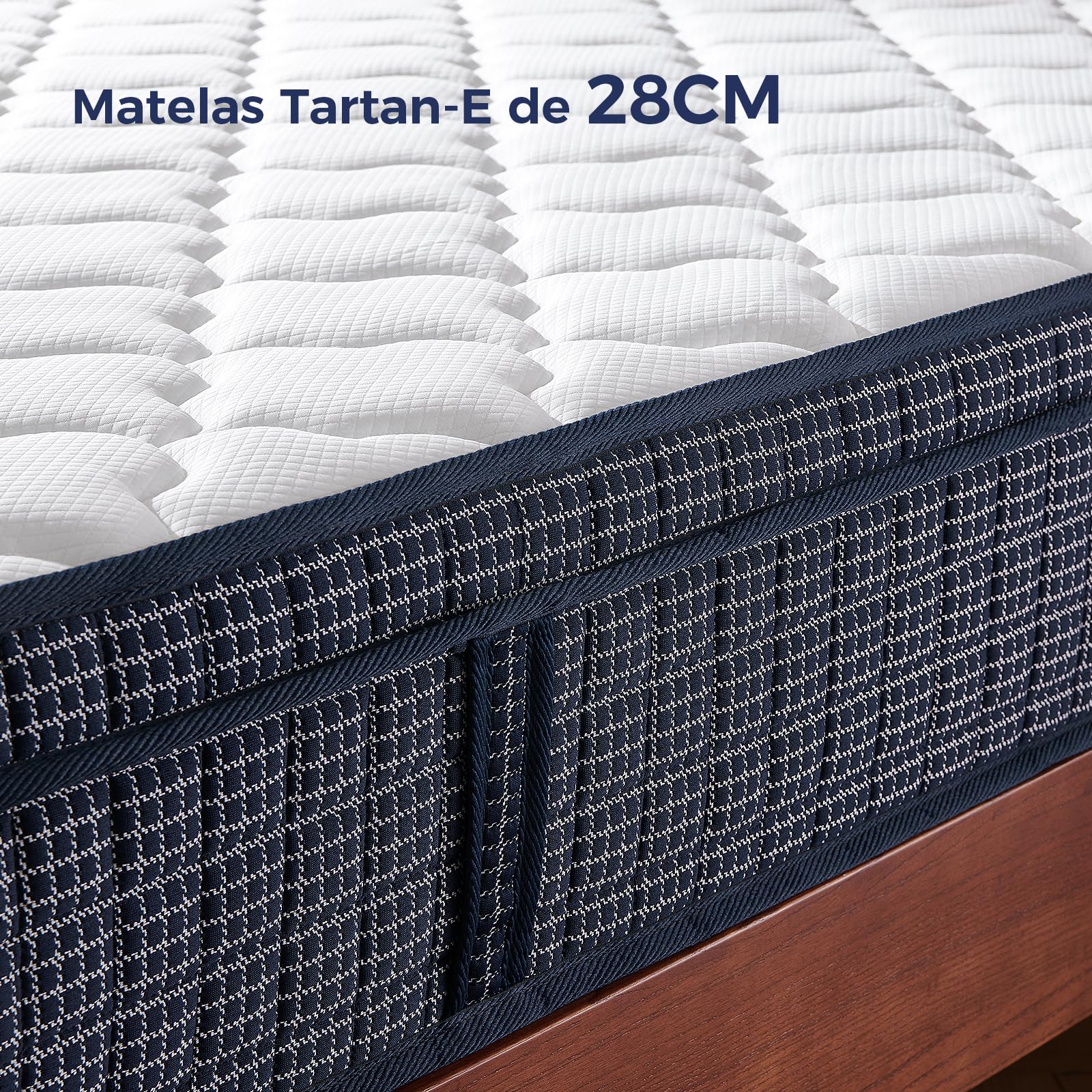 Inofia Matelas 140x190 Tartan-E,7zones,Matelas à Ressorts ensachés avec Mousse à mémoire de Forme orthopédique,Gel rafraîchissant HermoReg,Housse VitaFlow 3D - 28 cm,Certifié ÖKO-TEX® Essai100nuits