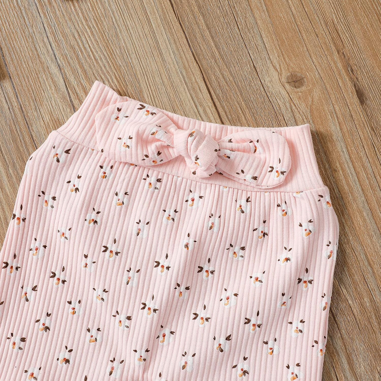 Toddler Baby Girl Floral Clothes Set Long Sleeve Crop Top Sweatshirts Flared Pants Ribbed Knitted Fall Winter Outfit