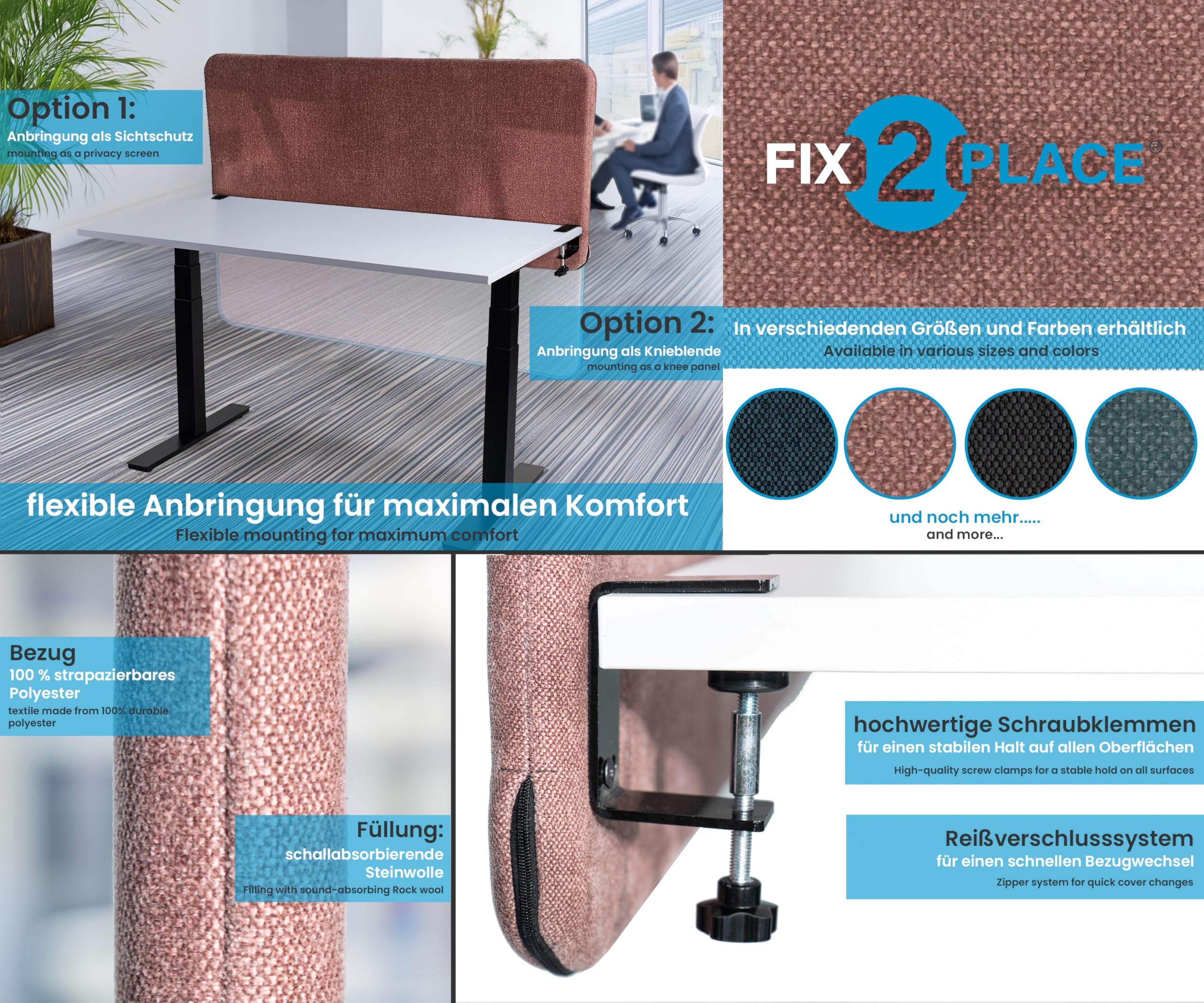 4 stuks] ReFind bureauverdeler. Akoestische ruisonderdrukking en
