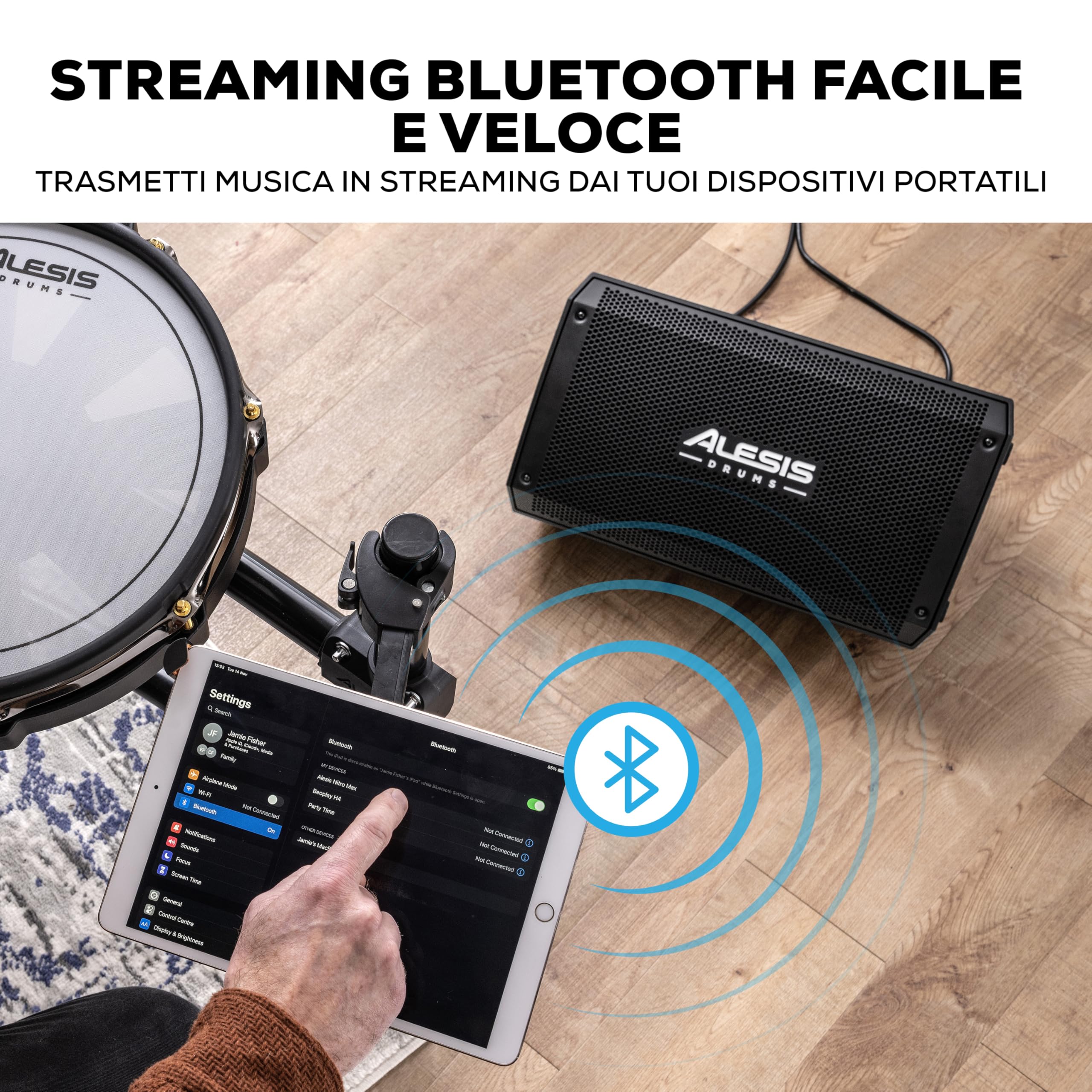 Alesis Strike Amp 8 MK2 - Amplificatore da 2000 W per batteria elettronica con Bluetooth, woofer da 8", EQ HPF e switch per messa a terra