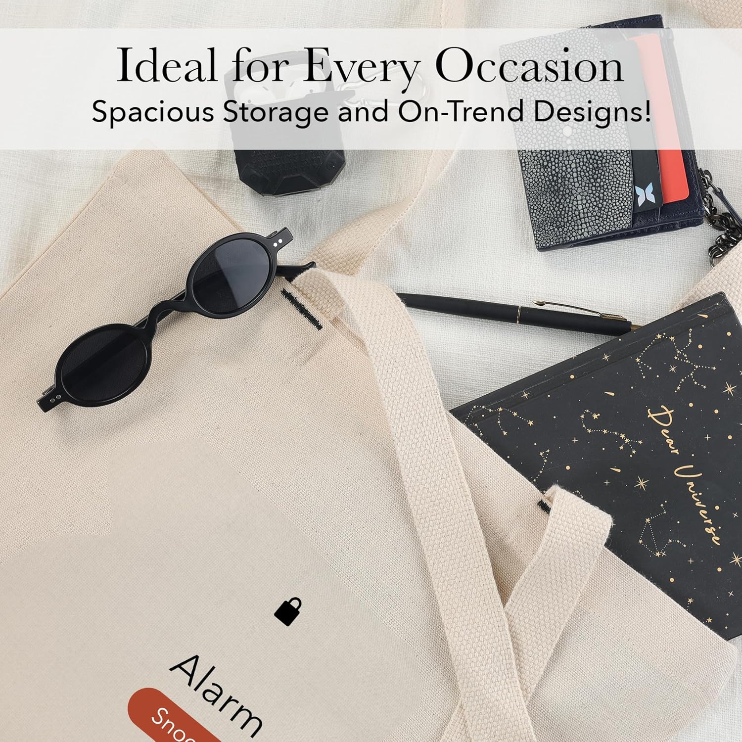 New Year Sale Amazon Brand- Eono, 100% Cotton Cloth Bag,Reusable Tote Bags,Shopping Bag For Grocery, Vegetable Bag For Shopping, Aesthetic Carry Bag, Aesthetic Bags For College, Folding Bag - Style2