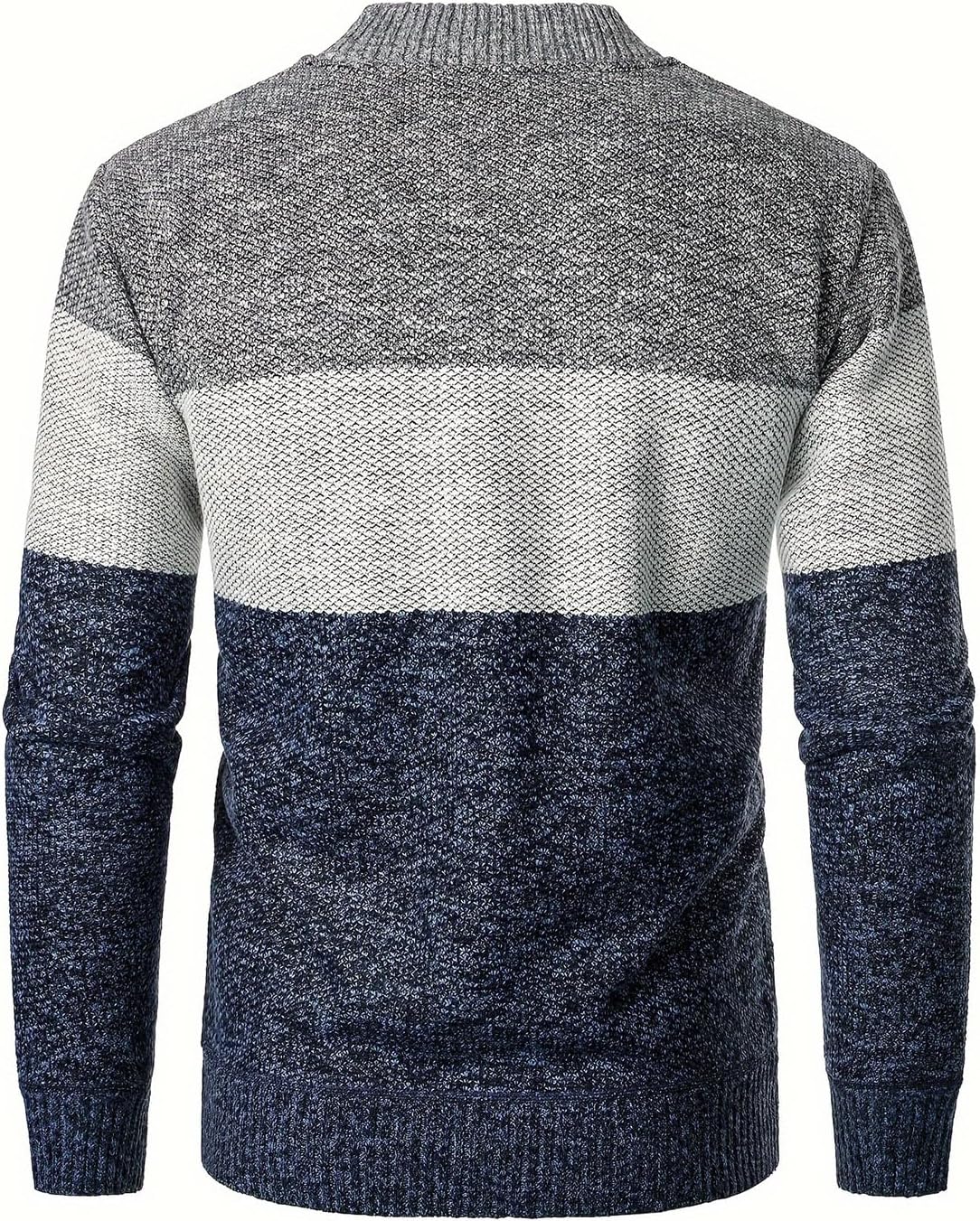 Men's Sweater Jacket Full Zipper Slim Thickened Knitted Cardigan Sweater with Pockets