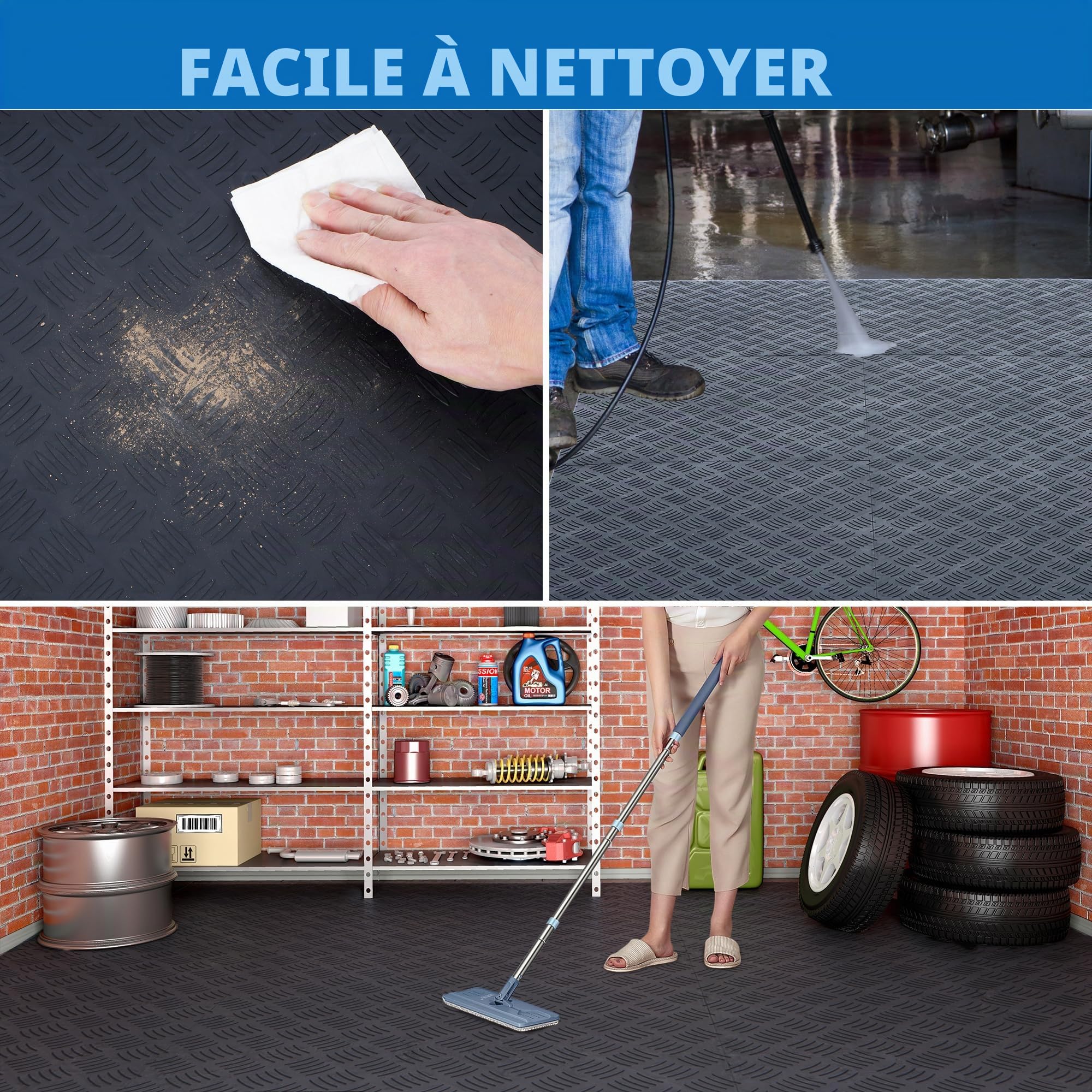 Bimiti Lot de 20 Tapis de Sol de Garage en PVC - 40 x 40 cm - Carreaux Antidérapants en Caoutchouc