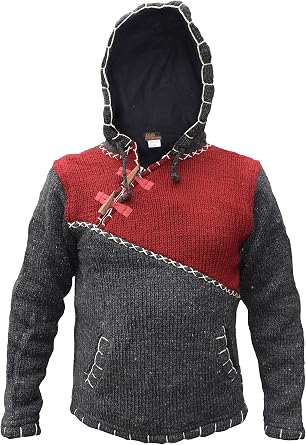 Gheri Cross Zip Natural Woolen Winter Festival Knitted Jumper Jacket Hoodie
