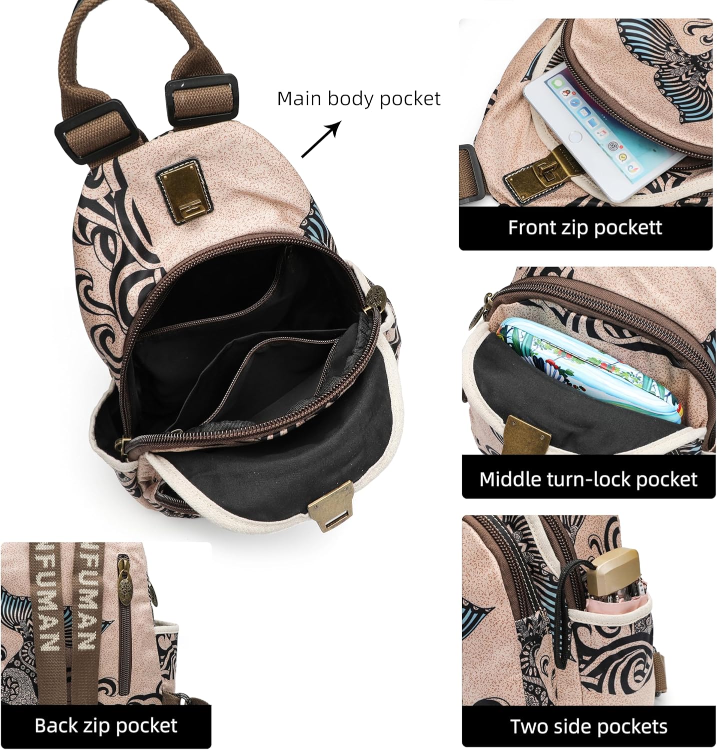 Small Backpacks Purse for Women Mini Waterproof Colorful Print Backpack Leisure Travel Bags