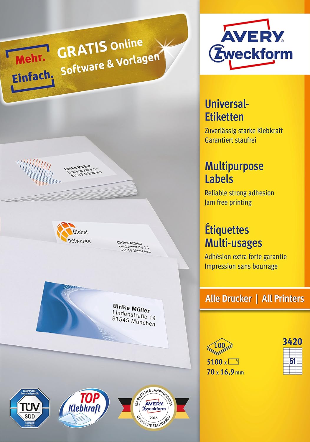 Etikett 70x16,9mm Ilk ws 5100St, white, 5,100 Etiketten, 70 x 16,9 mm - Image 3