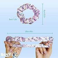 Vista 5 de Juego de accesorios para el cabello Bluey de 5 piezas - 1 cepillo de 9 pulgadas Bluey para niñas + 4 scrunchies Bluey para niños - Accesorios