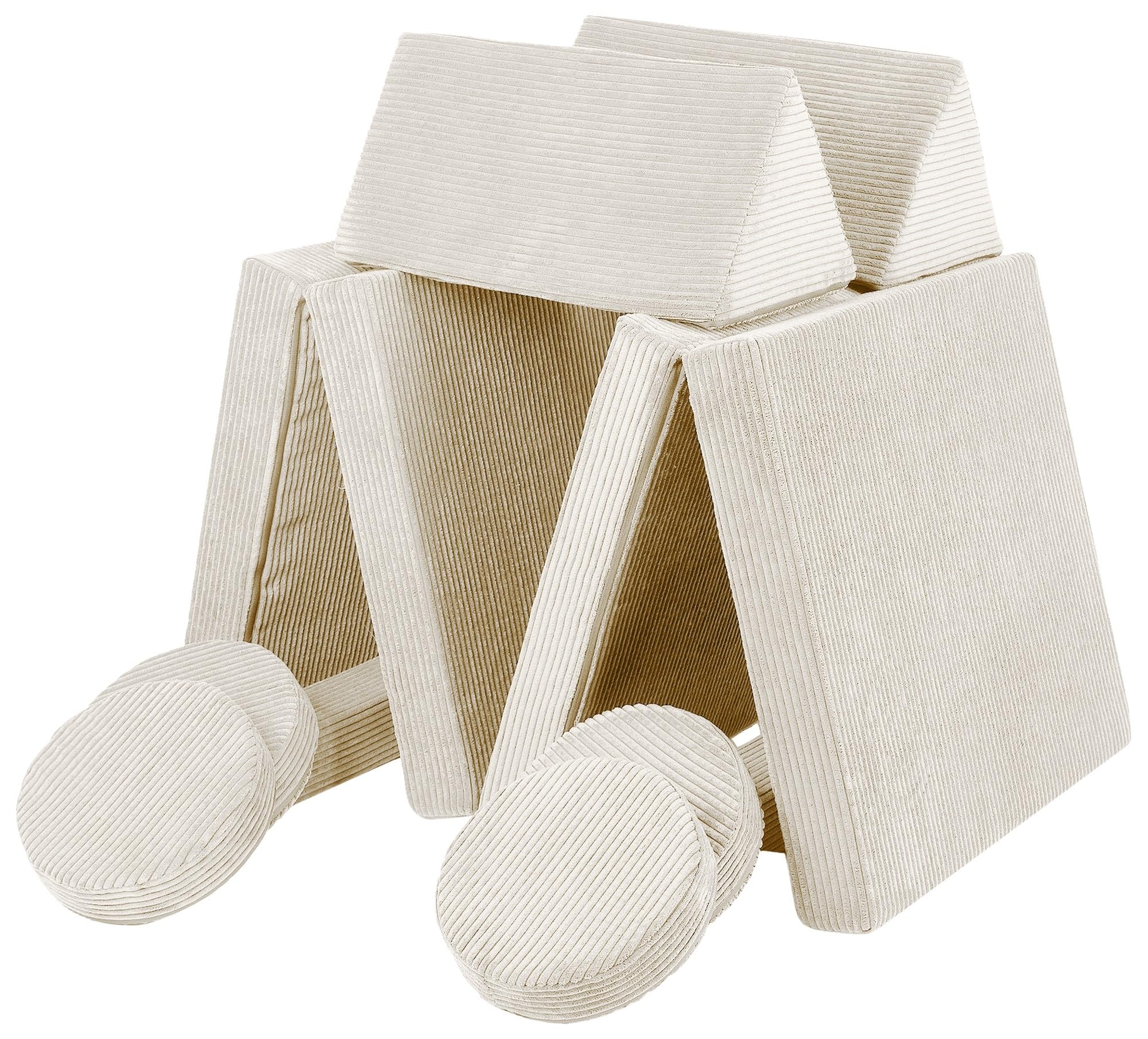 Canapé Multifonction Pouf Fauteuil pour Enfants éléments en Mousse Jeu (Couleur: crème (Velours côtelé))