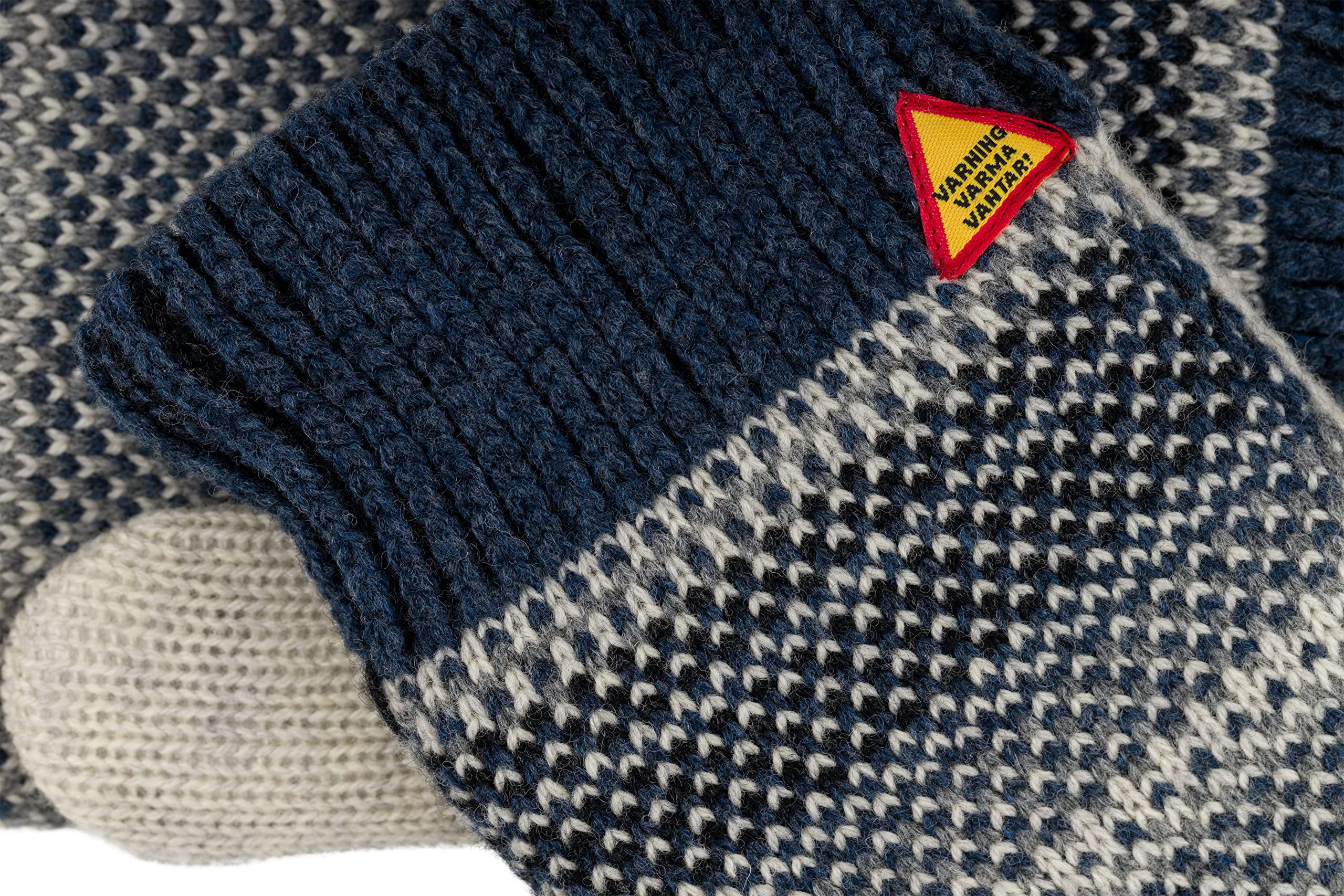ÖJBRO VANTFABRIK guanti in maglia lana merino Dalarna Blå M (7-9) blu guanto fuderato caldi morbidi uomini donne Svezia