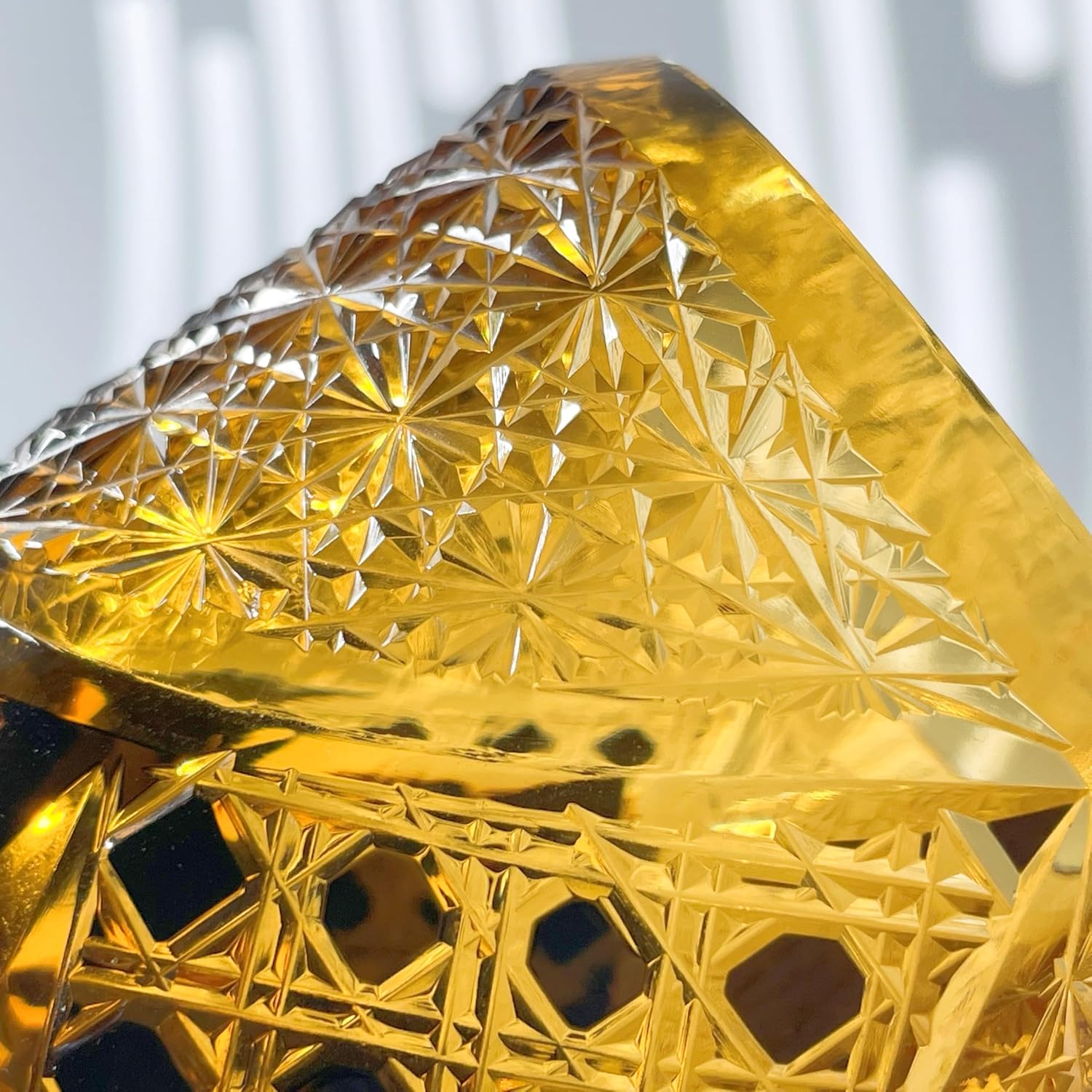 suigetsu Japanese Crystal Whiskey Glass, Cut Crystal Pattern, Luxury Cocktail Glassware (Amber) - Image 5