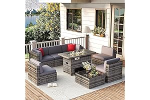 Charming 8-Piece Patio Set with Fire Pit for Backyard Gatherings