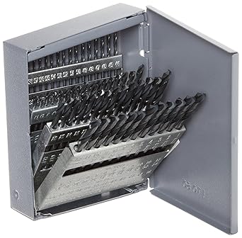 Chicago Latrobe 159 Series High-Speed Steel Short Length Drill Bit Set In Metal Case Black Oxide Finish 135 Degree Split Point Wire Size 60-piece #60 - #1