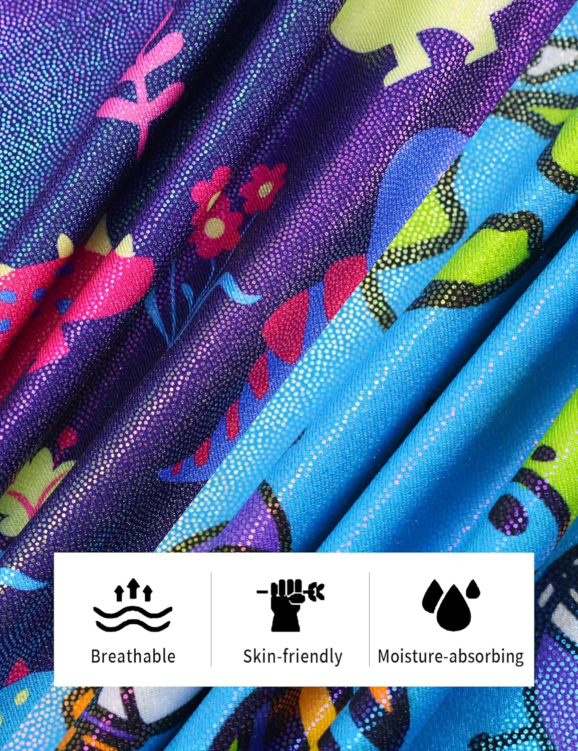 Snowheart Girls Gymnastics Leotards with Shorts Size 7-8 Years Old Two Pieces Shiny Cartoon Unitards - Image 6