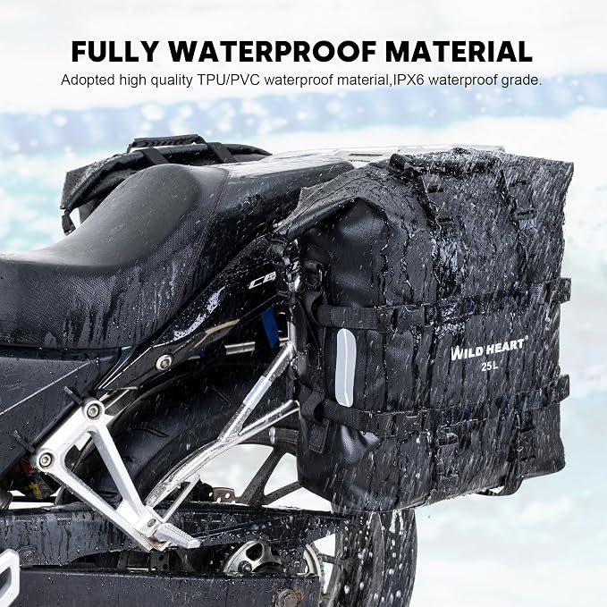 Bolsa lateral para moto 25L negra impermeable miniatura 2