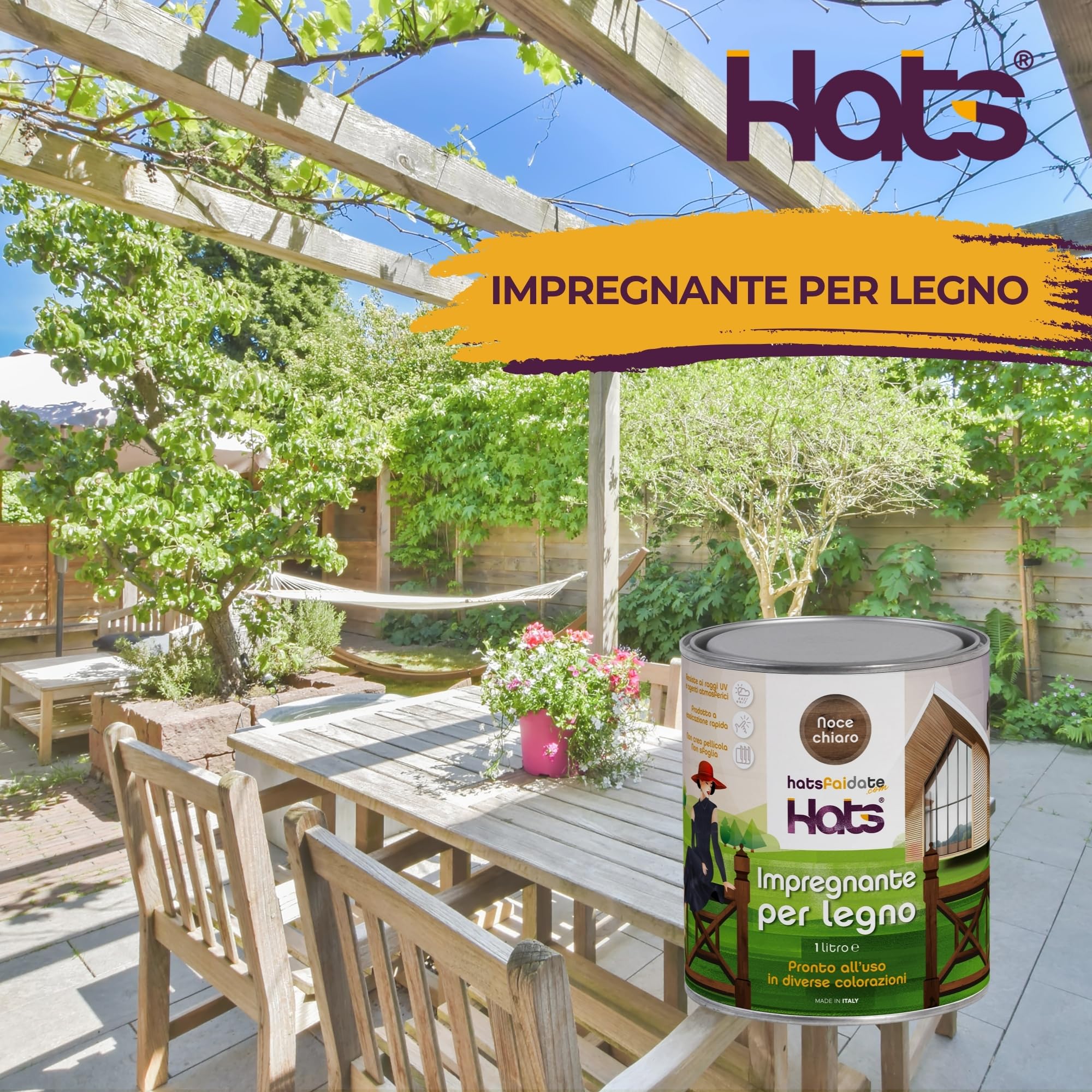 Impregnante Legno Esterno NOCE SCURO 1L Effetto Naturale Resistente UV Asciugatura Rapida Made in Italy