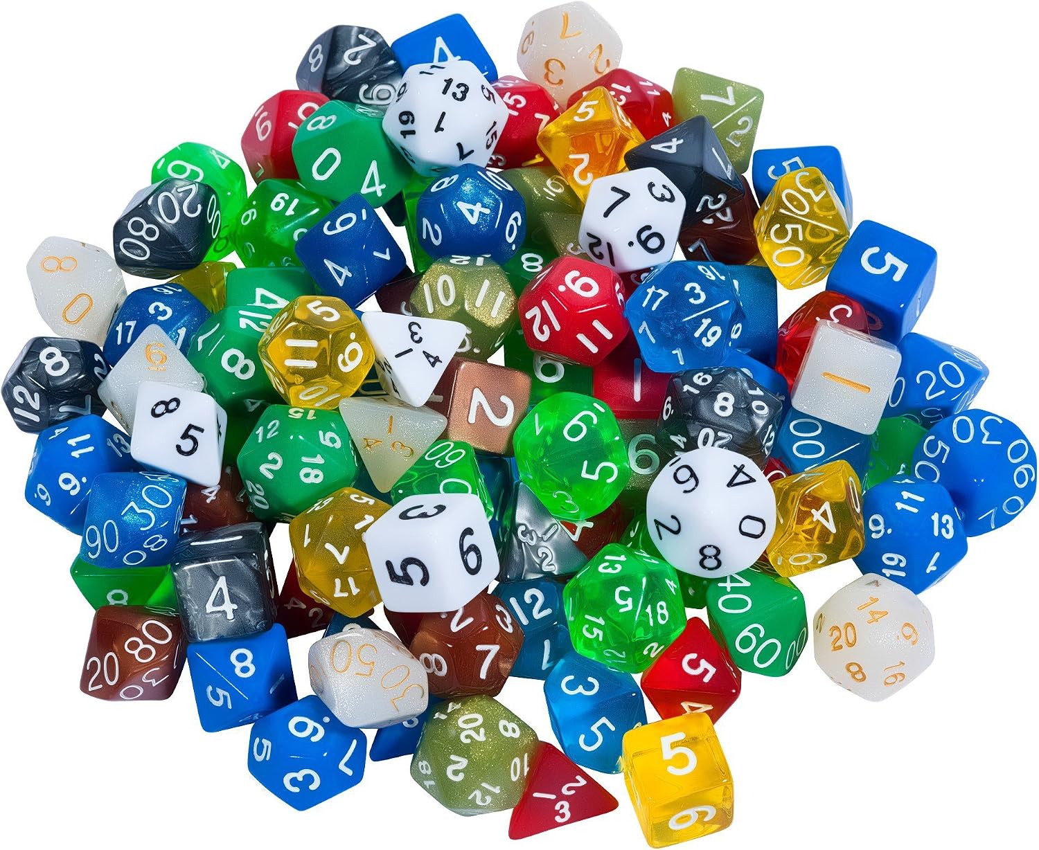 Easy Roller Dice Polyhedral Dice for Dungeons and Dragons and Math Dice Games, 105 Pieces, 15 Complete Sets with Dice Bag, Color may vary