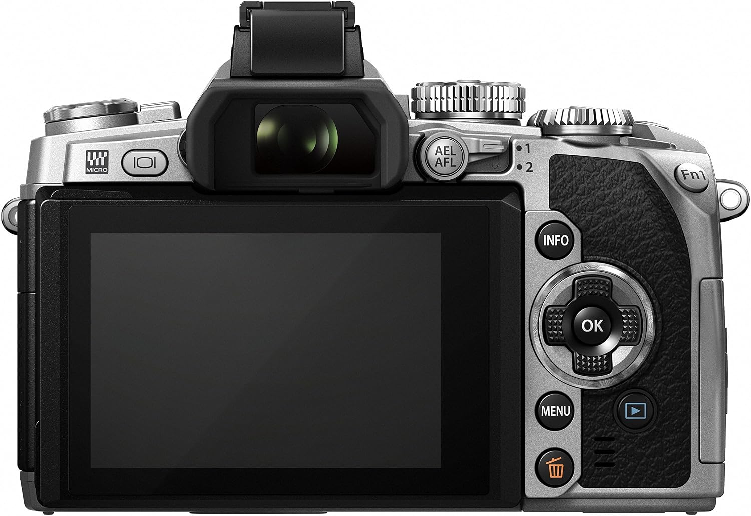 Olympus OM-D E-M1 16MP Mirrorless Digital Camera with 3-Inch LCD (Body Only) (Silver w/ Black Trim)