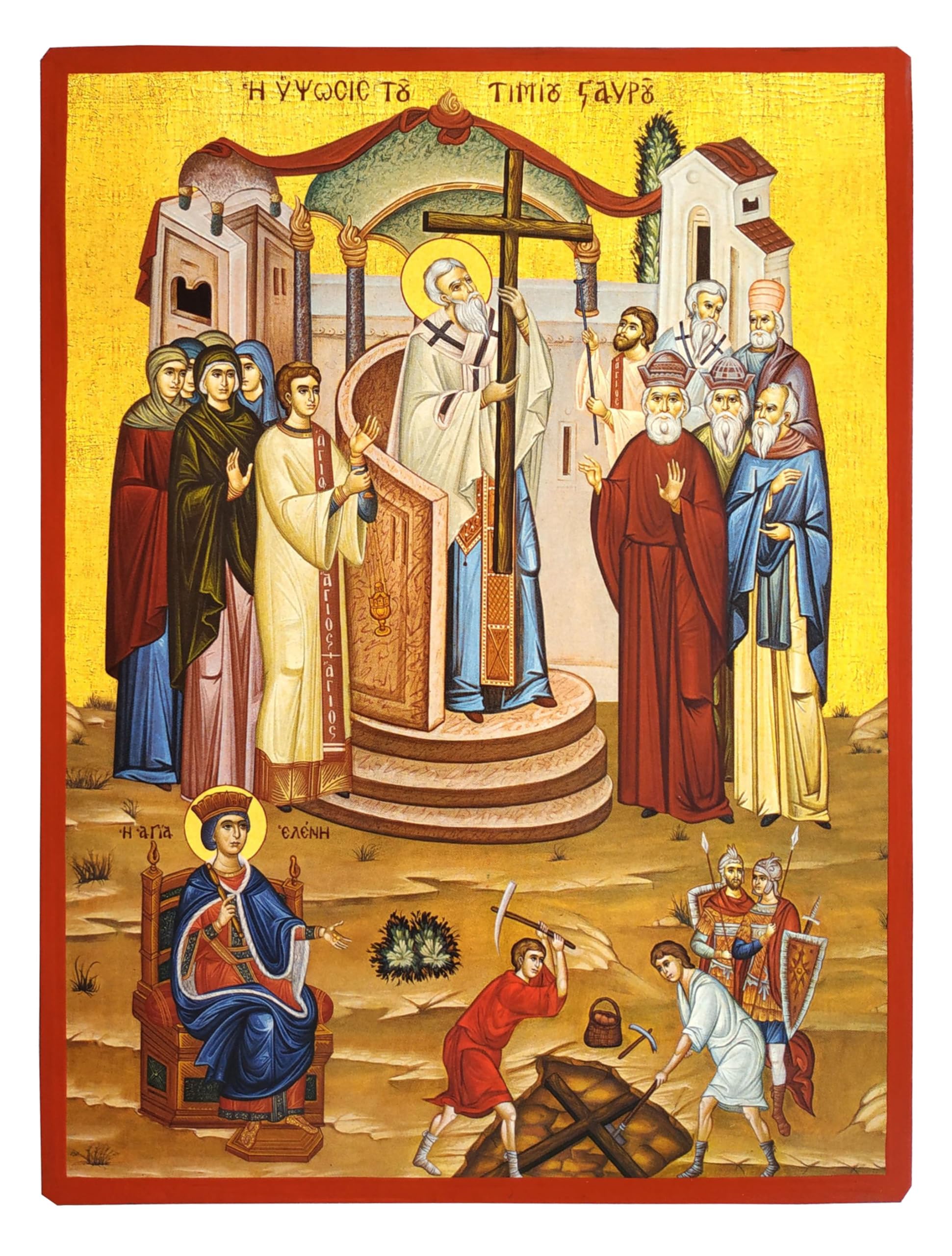 EXALTATION AND FINDING OF THE HOLY CROSS - Greek Byzantine Orthodox Icon