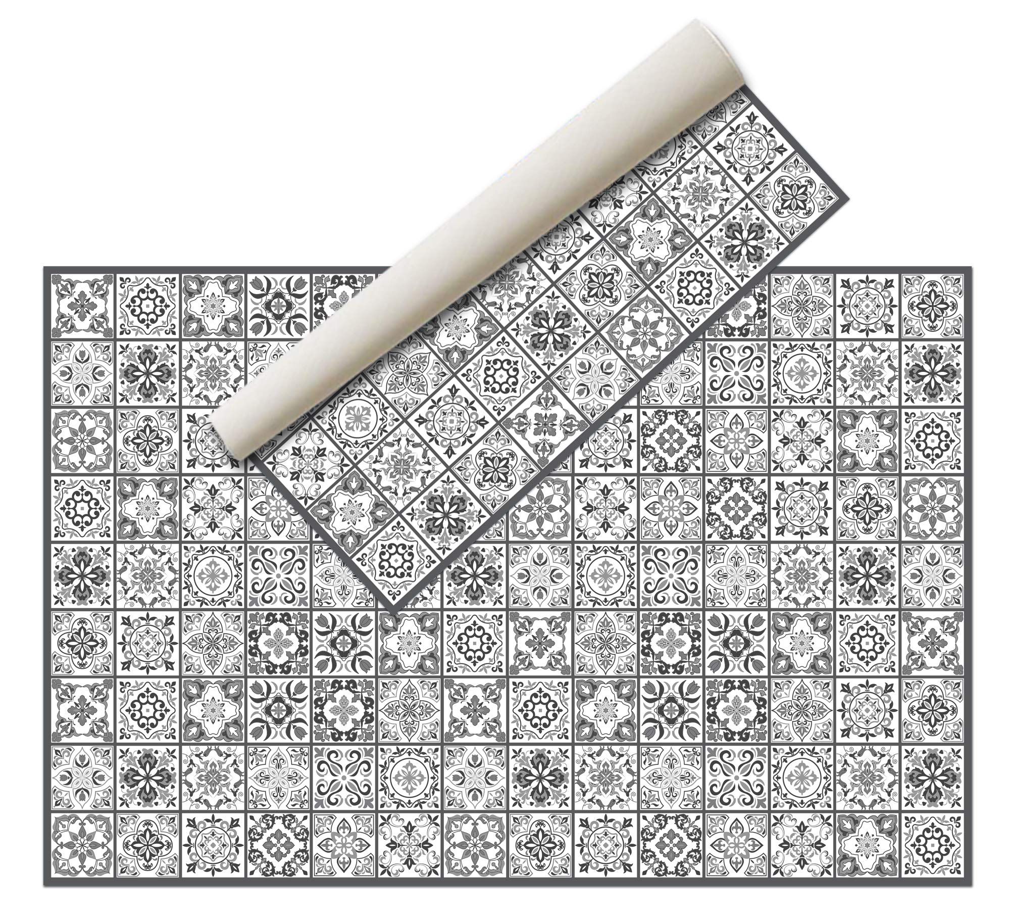 Alfombras Vinilicas Hogar 300 x 200 Negra/Gris - Alfombra Vinilica Cocina Resistente y Antitropiezos - Alfombra Cocina Lavable Antideslizante para Interior/Exterior - Alfombras de Vinilo Esponjosas