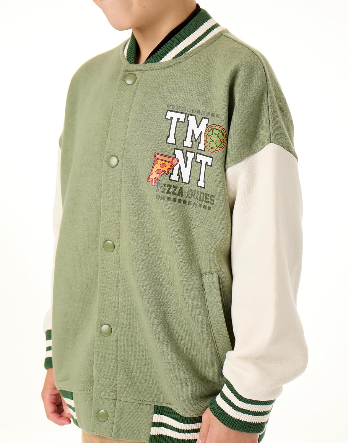 Teenage Mutant Ninja Turtles Boys Bomber Jacket | Kids TMNT Character Varsity Jacket in Green | Childrens Baseball Jacket