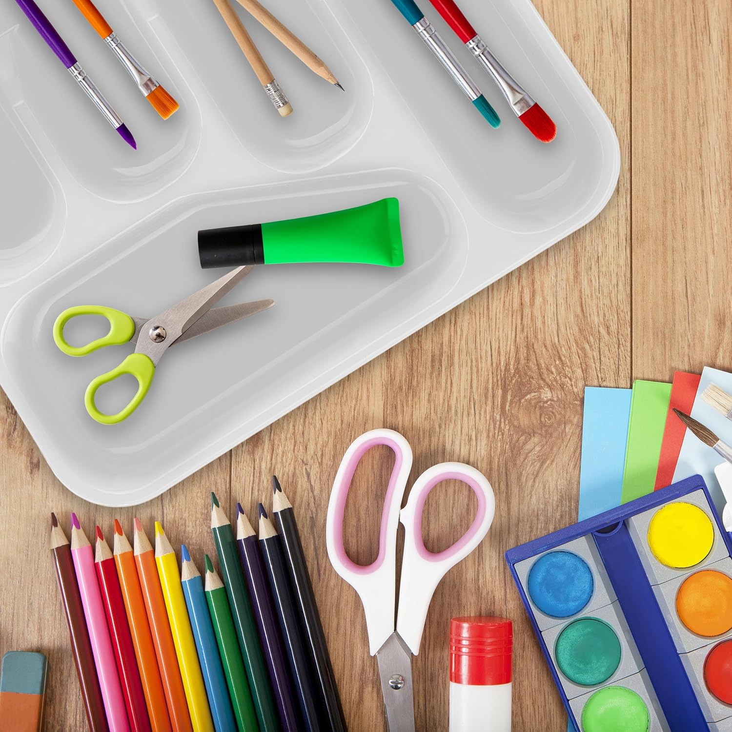 Relaxdays Set of 2 Cutlery Trays, 4 x 24.5 x 32.5 cm, 5 Compartments, Organiser, Kitchen Drawer Insert, Plastic, White