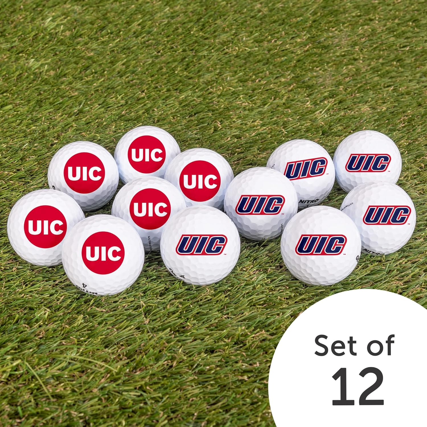 Desert Cactus University of Illinois Chicago Golf Balls 12 Pack – UIC Flames Full Color Dozen – Officially Licensed Sport Team Accessory
