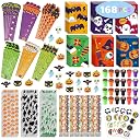 SpringFlower 168pcs Halloween Party Favors For Kids, Halloween Stationery set , Halloween Goody Bag Fillers including Pencil, Eraser, Ruler, Notepad, Stamper, Sticker For Trick or Treat gallery image