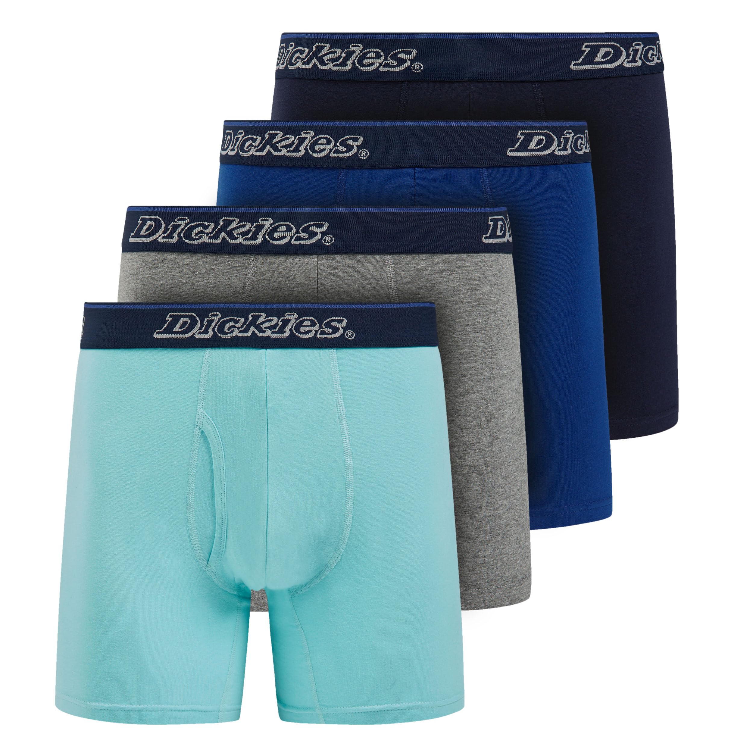 Dickies Mens Underwear Pack of 4 Boxer Briefs, Cotton Stretch Boxers for Men