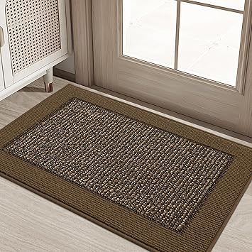 BEQHAUSE Indoor Door Mat 20" x 32", Dirt Trapper Door Mats Non-Slip Entryway Rugs Washable, Resist Dirt Absorbent Welcome Mat, Low Profile Floor Mats for Front Back Door and Entryway, Brown