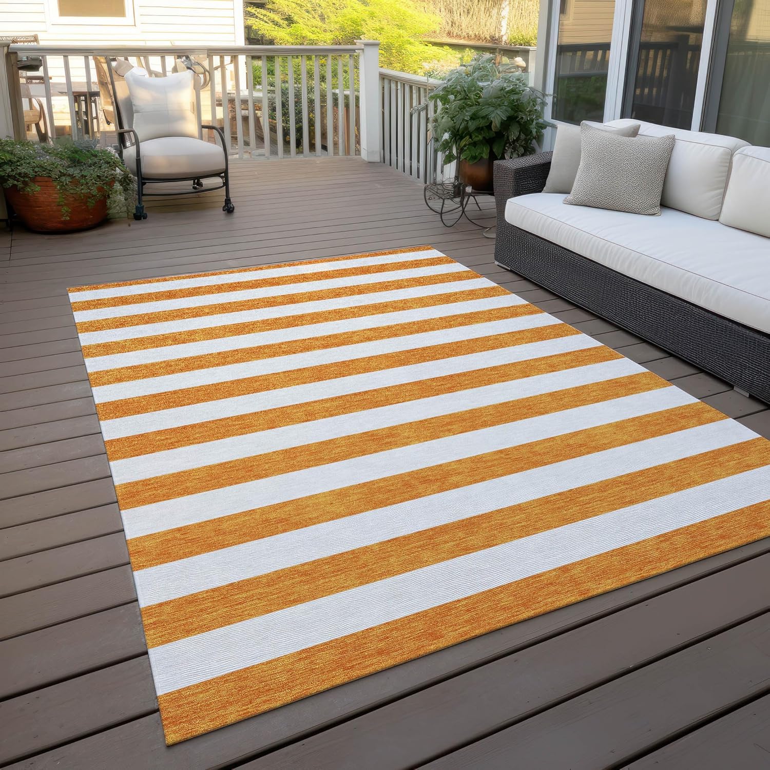Addison Rugs Chantille ACN528 Orange 3' x 5 Indoor Outdoor Area Rug, Stain Resistant, Machine Washable, Non Shedding, Bedroom, Living Room, Dining Room, Kitchen Rug