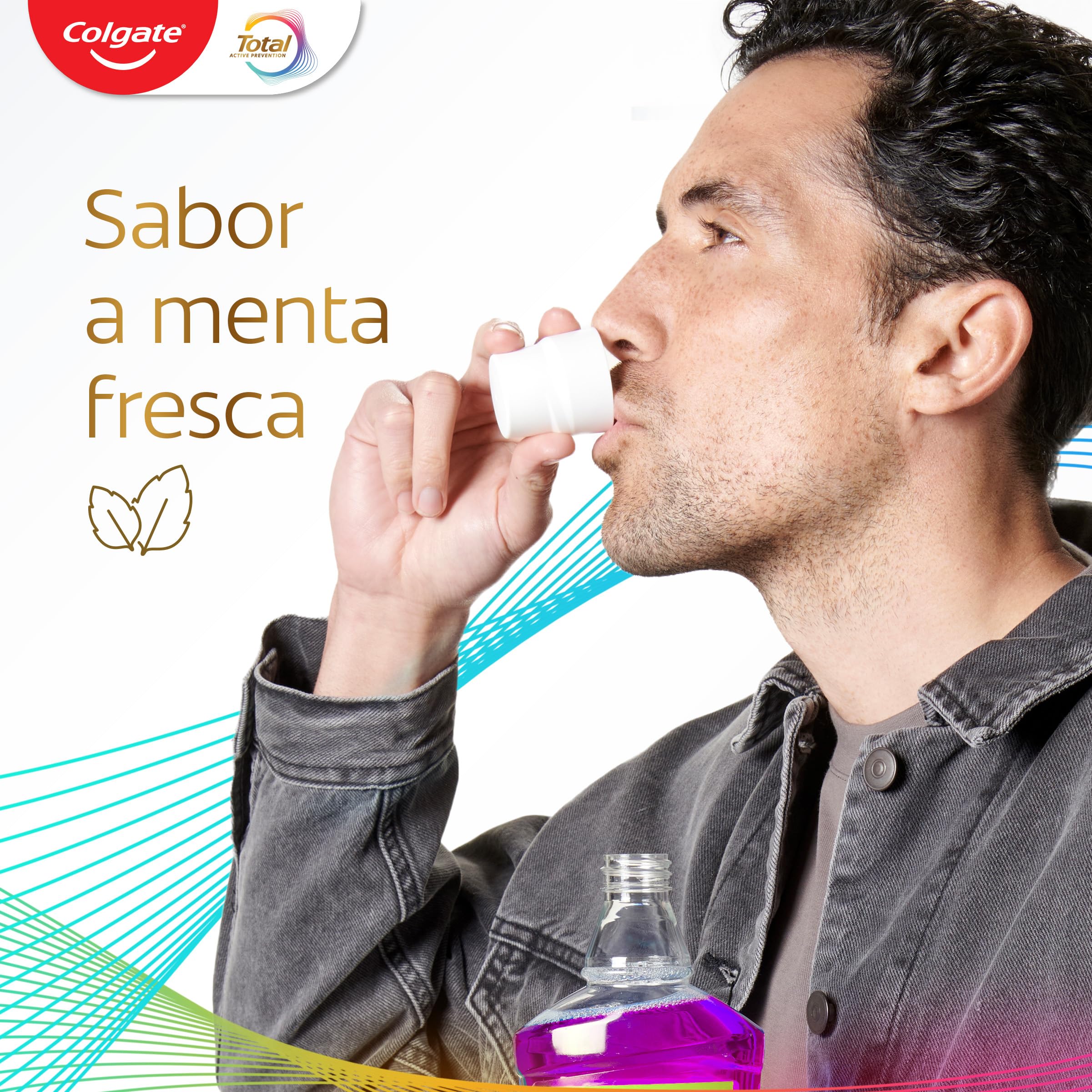 Enjuague Colgate Total Advanced Encías Sanas Menta Suave Pack 12 x 500ml | Protección Antibacteriana Ininterrumpida* | 5 Veces Mayor Protección de las Encías** | 0% alcohol***
