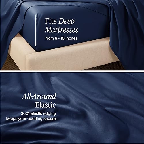 Miniatura 98 de Bare Home 100% Organic Cotton Sateen Fitted Sheet - Smooth Sateen Weave - Breathable & Cooling - Hotel Luxury - Durable Fitted Sheet - Deep Pocket