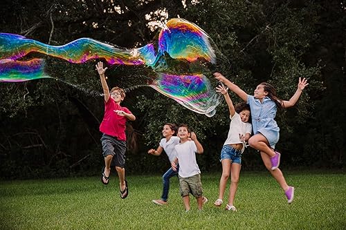 Miniatura 4 de WOWMAZING Kit de burbujas gigantes de unicornio, incluye varita, 7 bolsas de concentrado de burbujas y 8 calcomanías activadas por el sol, juguete