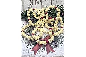 Fragrant Festive Garland, 9Ft Cinnamon Scented Real Popcorn Cranberry Red Garland for Christmas Trees