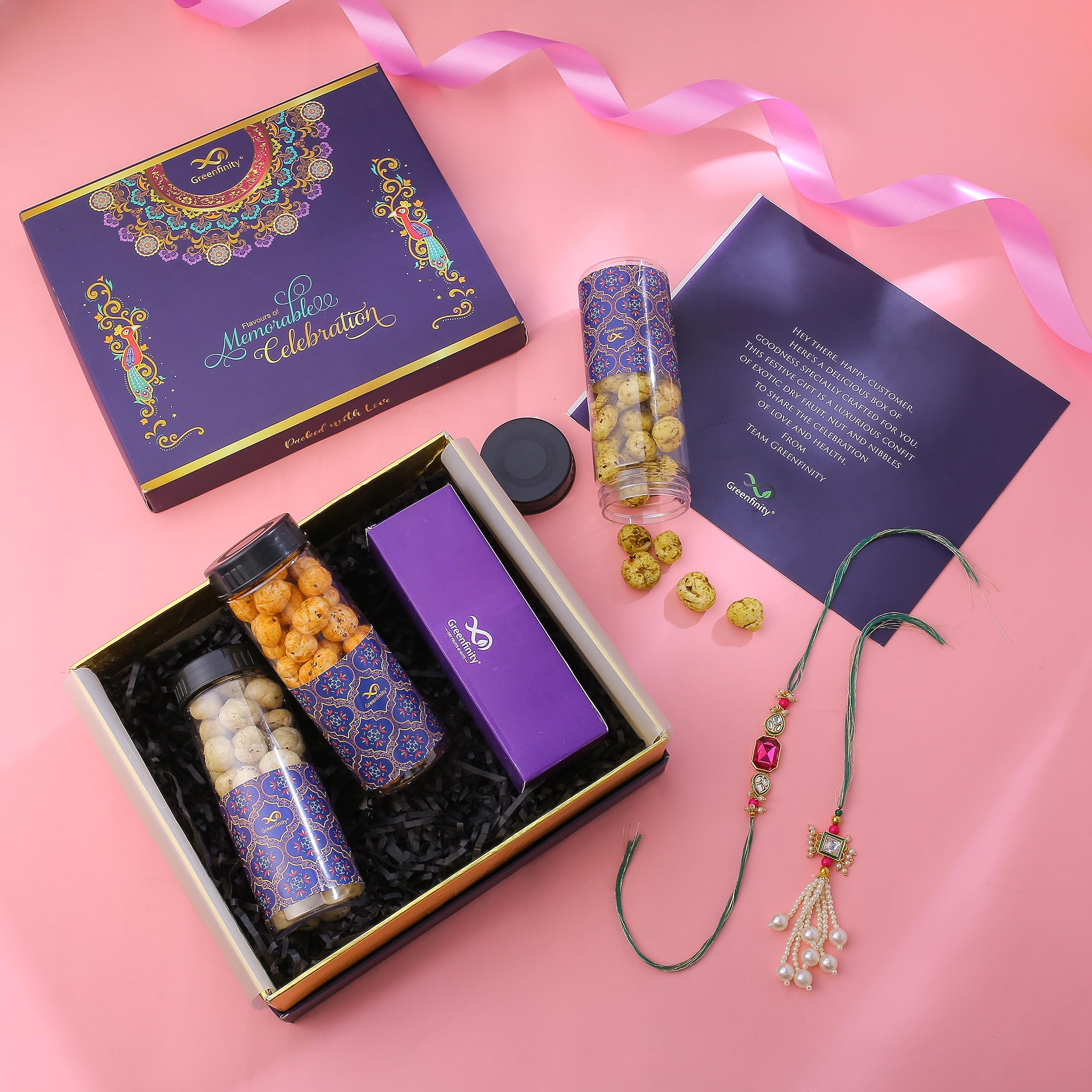 GreenFinity Rakhi for brother & bhabhi set of 2 Rakhi | Dry Fruits Gift Pack | Rakhi Gift Dry Fruits Combo Pack Purple Binge Box Roasted Makhana Collection Rakhi set Of 2. (B08DNGB188) Amazon Price History, Amazon Price Tracker