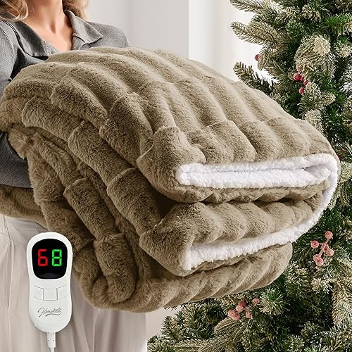 Miniatura 52 de Homemate Manta Eléctrica con Calefacción Twin Individual - 62"x84" Mantas de Cama con Calefacción Throw con 10 Niveles de Calefacción, 8 Horas de