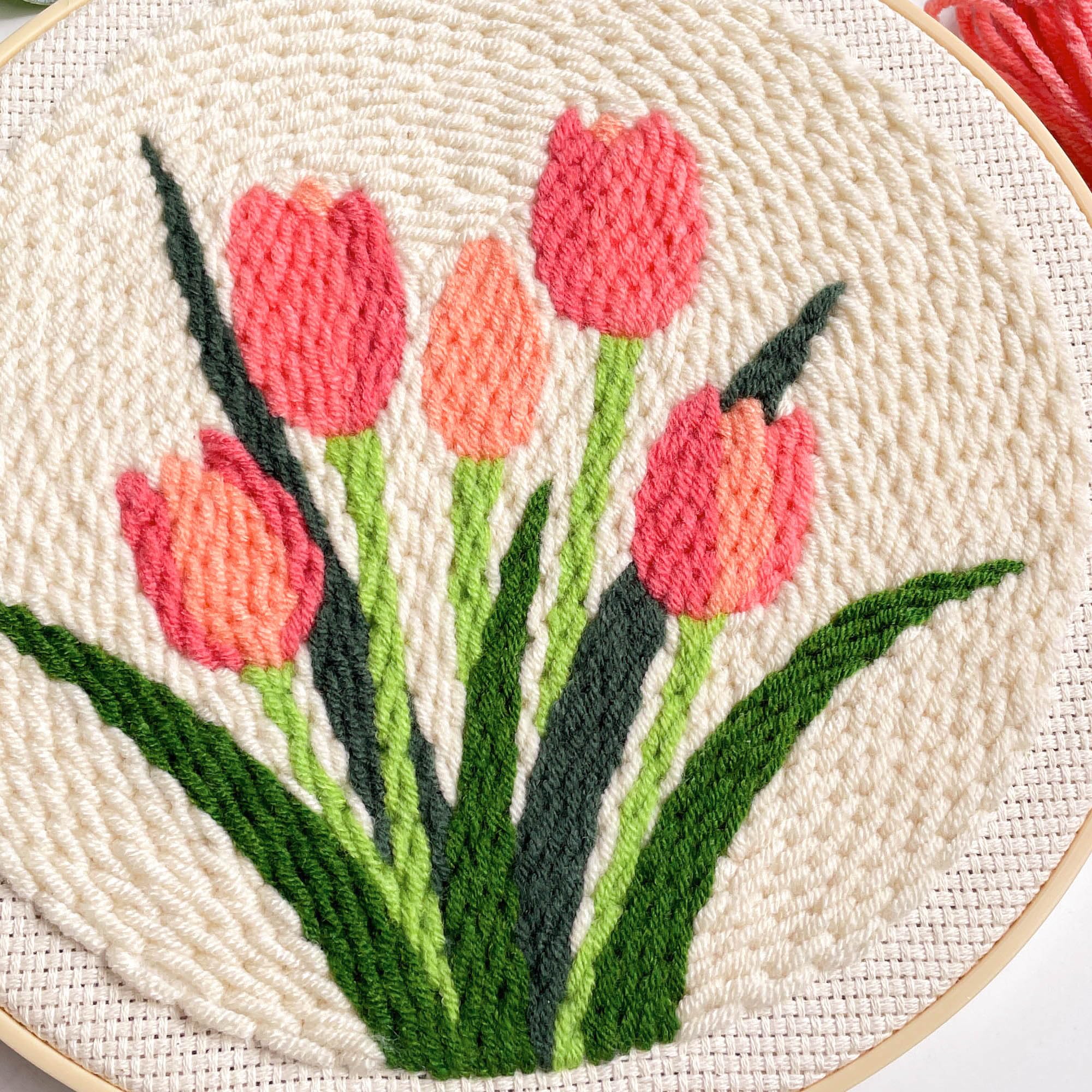 Beginner Punch Needle Kit - Tulip Floral Art -6 Beginner Punch Needle Kit - Tulip Floral Art -6