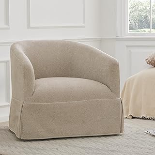 Swivel Accent Chair, 360 Degree Upholstered Barrel Armchair for Living Room Bedroom,Single,Taupe - Buy now