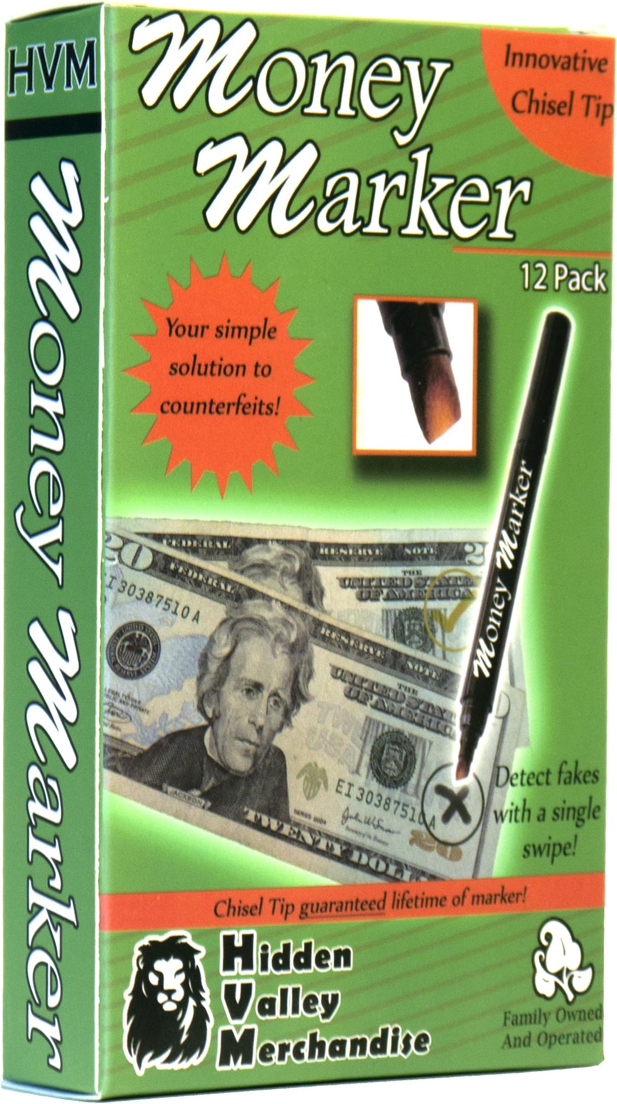 Money Marker (12 Counterfeit Pens) Counterfeit Bill