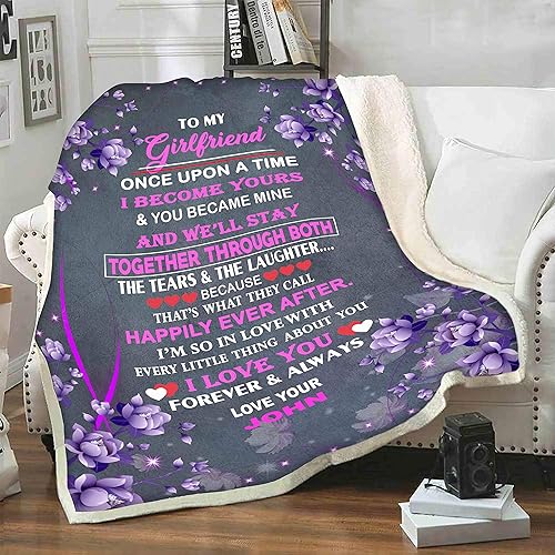 Miniatura 6 de a mi novia feliz siempre después, manta personalizada para novia, con nombre de novio y con citas, regalos de cumpleaños, para ella. Manta